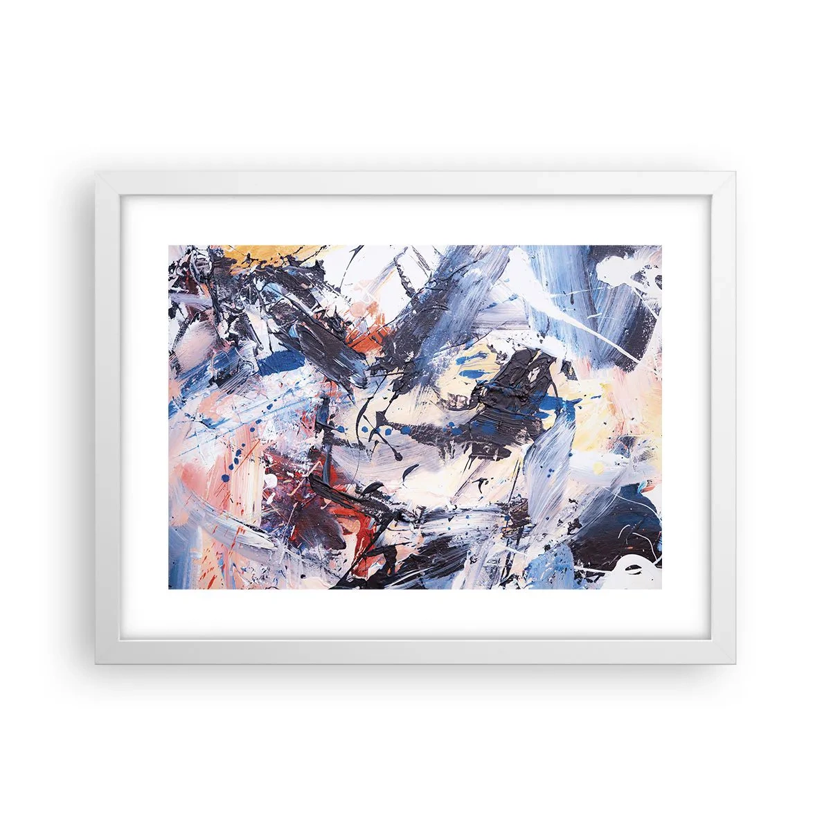 Poster in een witte lijst - Gekke dans van abstractie - 40x30 cm