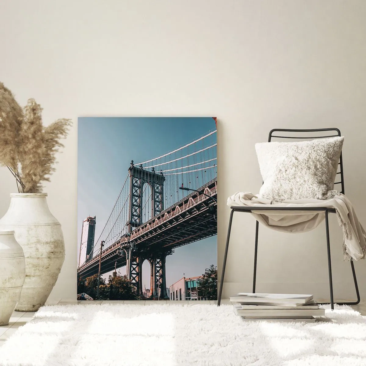 Schilderen op glas - Over de golven van de stad - 80x120 cm