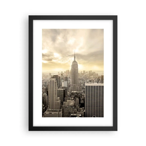 Poster in een zwarte lijst - New York geweven van grijs - 30x40 cm