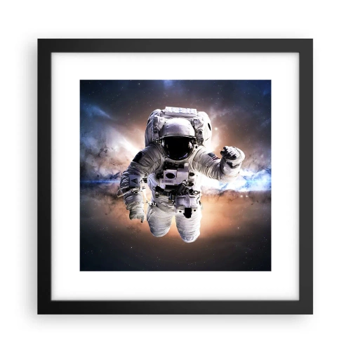 Poster in een zwarte lijst - Groeten vanuit de ruimte - 30x30 cm
