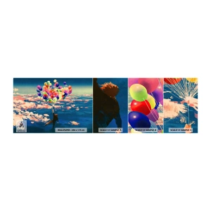 Fotobehang Staaltje Standard Eco - Een kinderdroom komt uit - Voor kinderen, Kleurrijke ballonnen, Abstractie - 100x30 cm