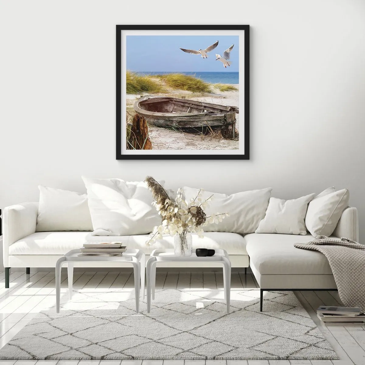 Poster in een zwarte lijst - Badend in de wind - 60x60 cm