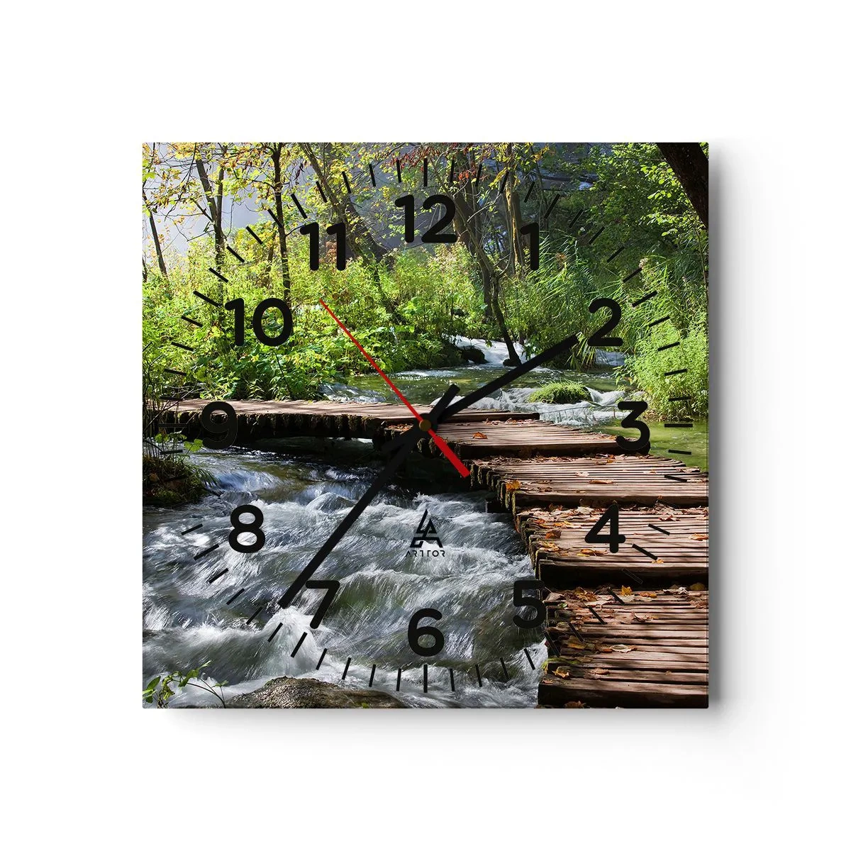 Wandklok - Klok - Boven de schuimige waterval - 30x30 cm