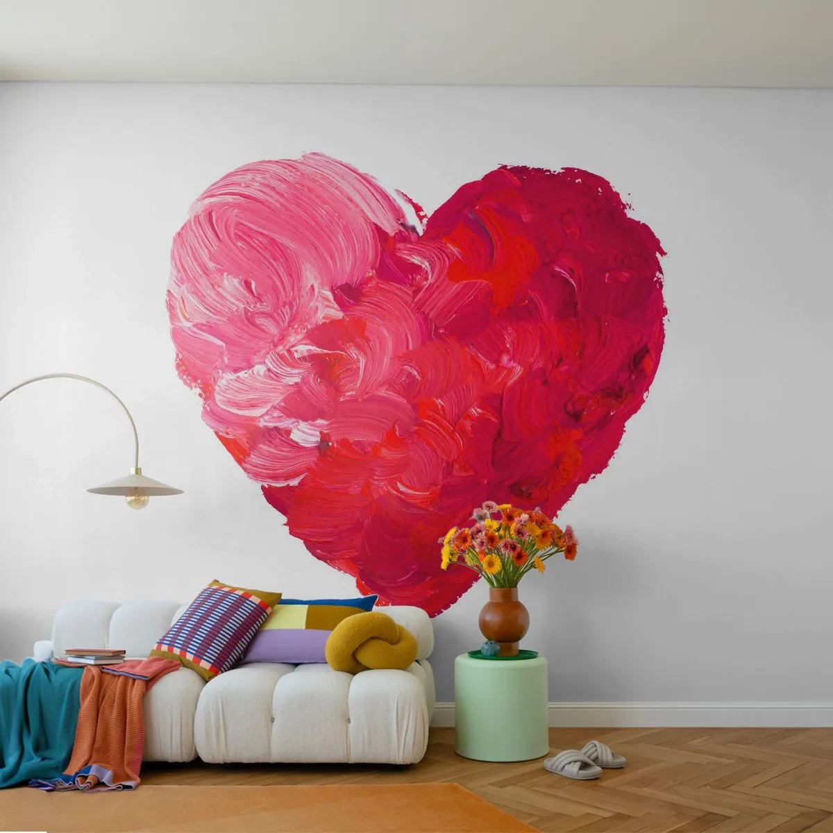 Zelfklevend Fotobehang Deluxe Sticker - Alles wat je nodig hebt is liefde - Abstractie, Rood hart, Symbool van liefde - 250x175 cm