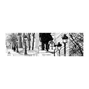 Fotobehang Monster Zelfklevend Deluxe Sticker - Een liefdesverhaal of een horrorverhaal? - Montmartre, Architectuur, Parijs - 100x30 cm