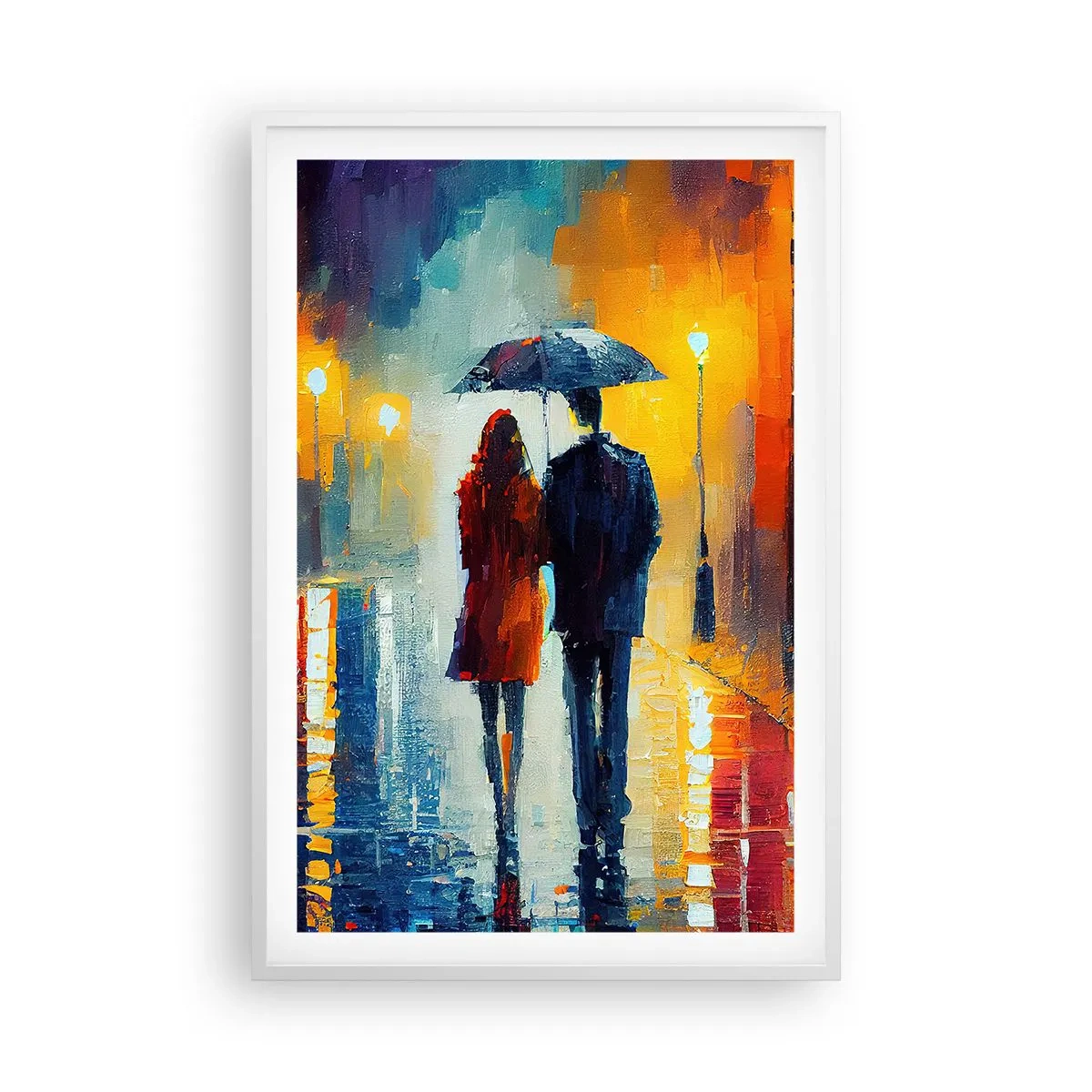 Poster in een witte lijst - Samen – een kleurrijke nacht - 61x91 cm