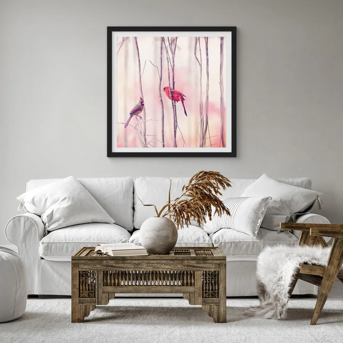 Poster in een zwarte lijst - Verhaal van het roze woud - 30x30 cm