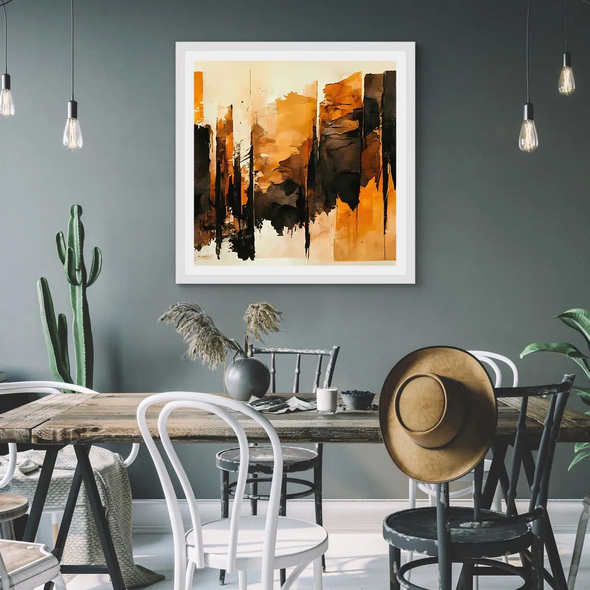 Poster in een witte lijst - Harmonie van zwart en goud - 30x30 cm