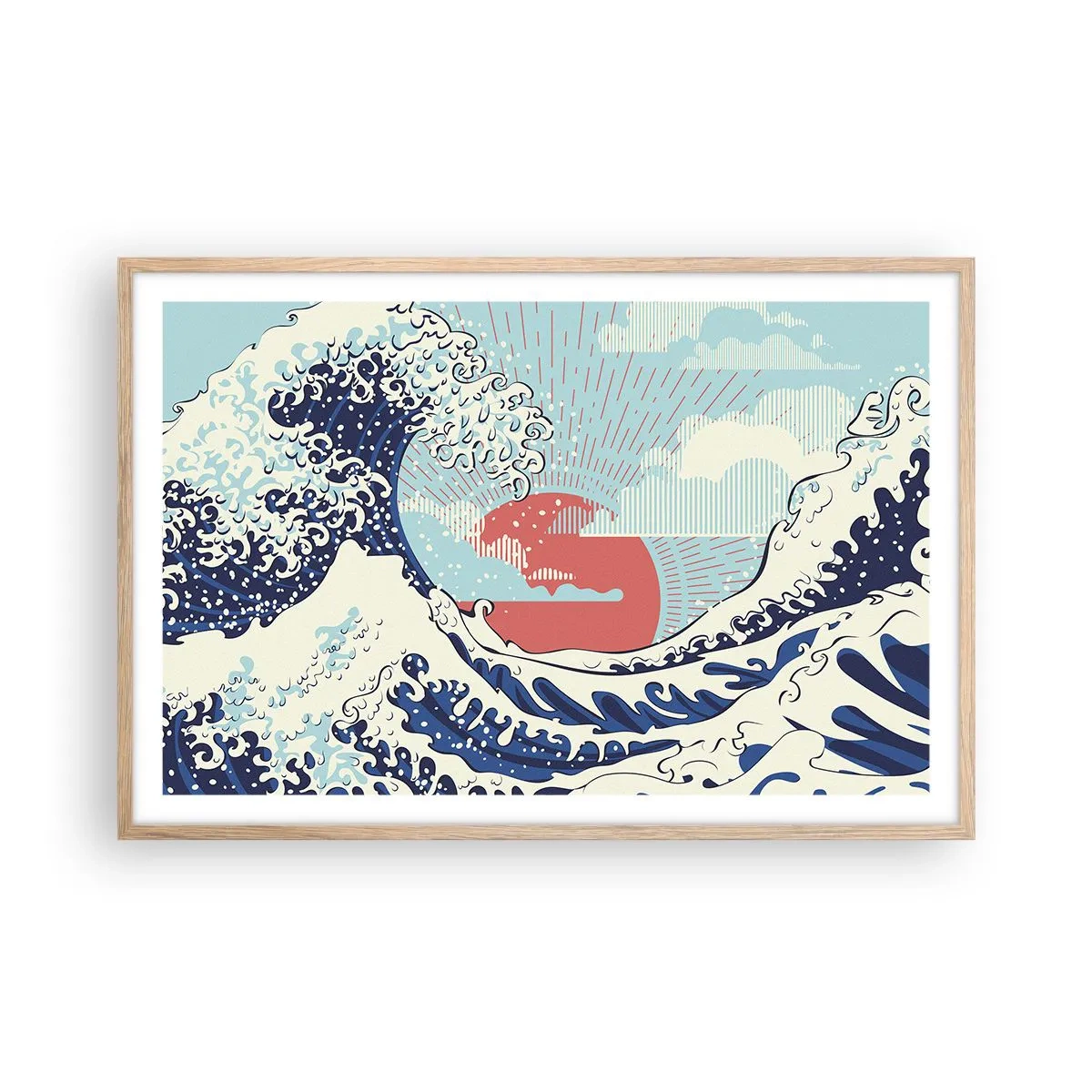 Een poster in een licht eiken lijst - Van Japanse inspiratie - 91x61 cm