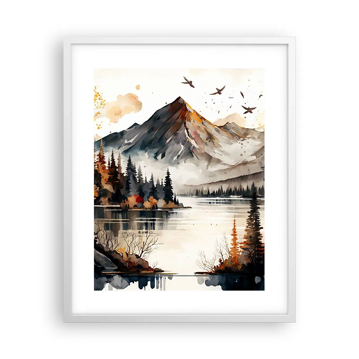 Poster in een witte lijst - Gouden herfst in de bergen - 40x50 cm