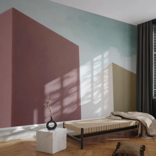 Fotobehang Premium Sand - De geometrie van een zonnige zomer - Gebouwen, Architectuur, Driedimensionaal - 300x210 cm