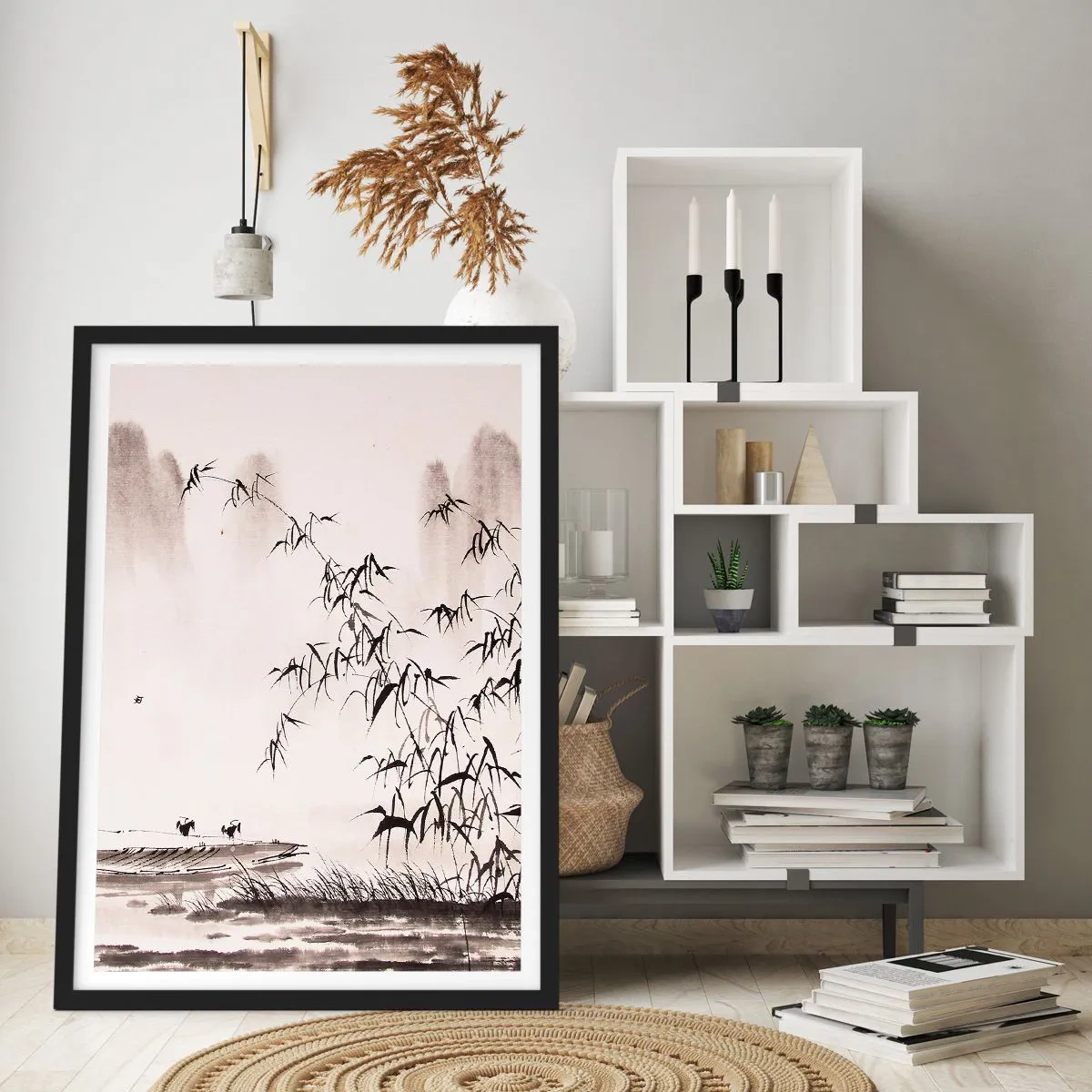 Poster in een zwarte lijst - De stilte van de rijstvelden - 70x100 cm