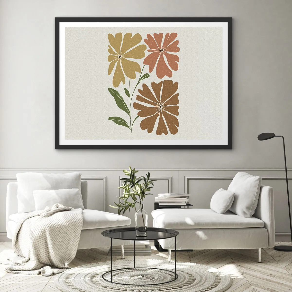 Poster in een zwarte lijst - Natuur en geometrie - 100x70 cm