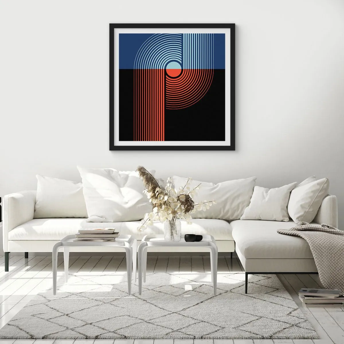 Poster in een zwarte lijst - In een geometrische omhelzing - 50x50 cm