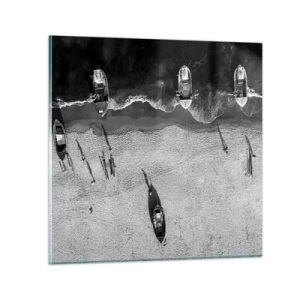 Schilderen op glas - Nog steeds aan de oever… - 70x70 cm