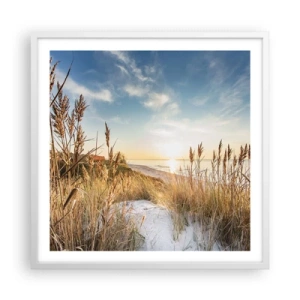 Poster in een witte lijst - Noord strand - 60x60 cm