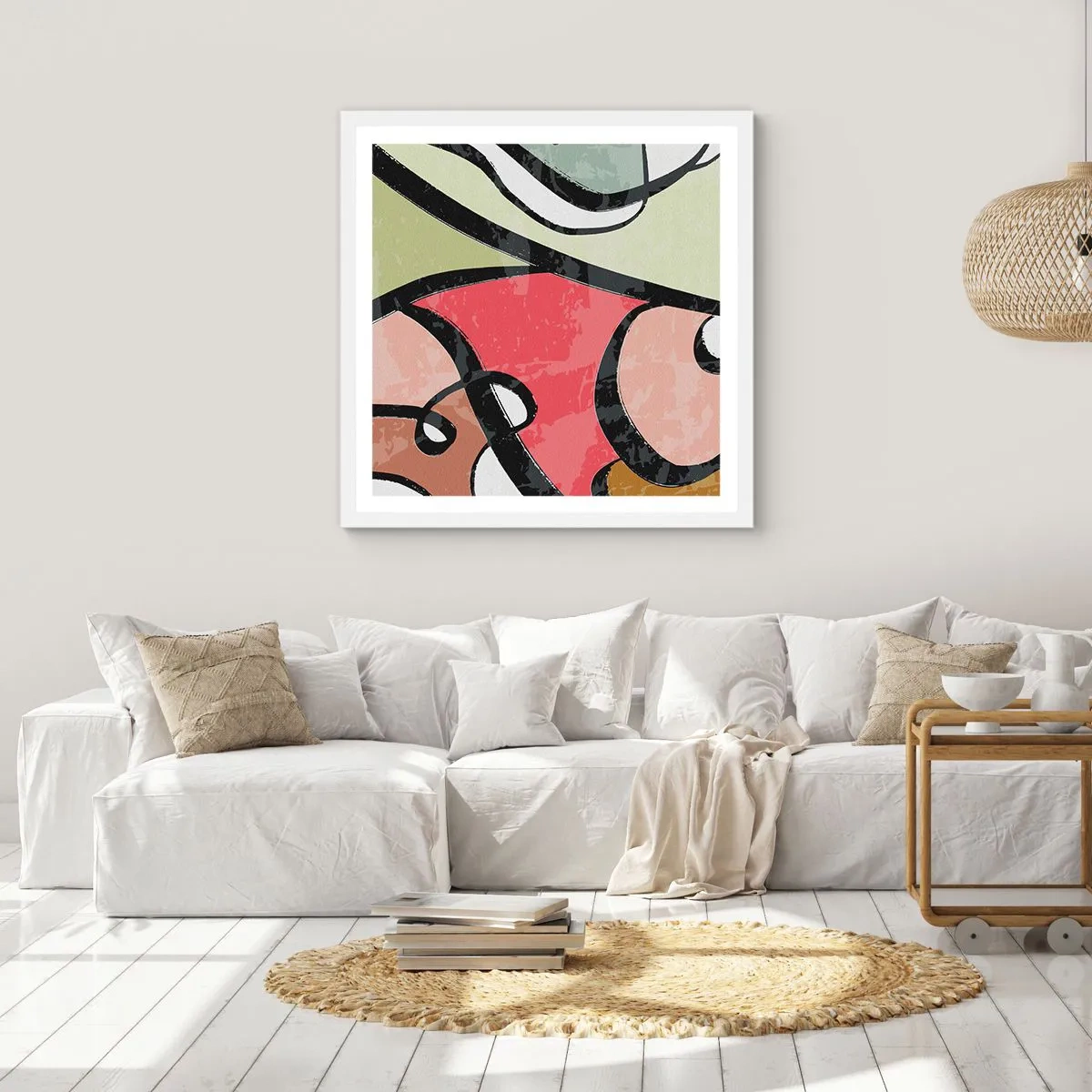 Poster in een witte lijst - Pirouettes tussen kleuren - 30x30 cm