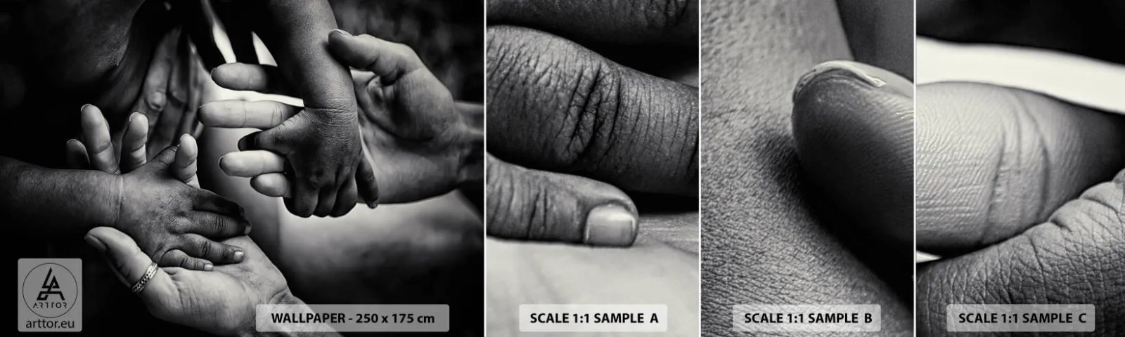 Fotobehang Staaltje Standard Eco - Om mens te zijn - Handen, Mensen, Liefde - 100x30 cm