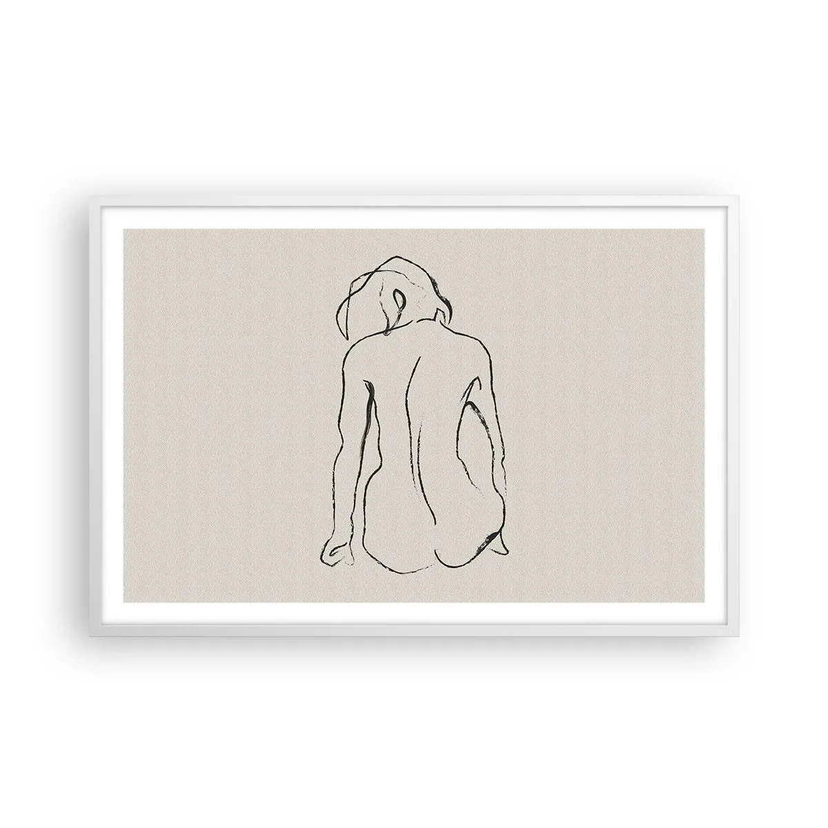 Poster in een witte lijst - Naakt meisje - 91x61 cm