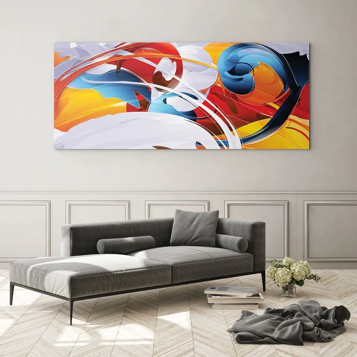 Schilderen op glas - De dans van de elementen - 120x50 cm