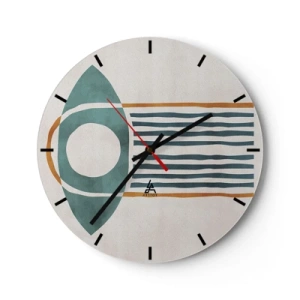 Wandklok - Klok - Geometrisch etnisch motief met lijnen en cirkels - 30x30cm - Tekens en rituelen - Moderne wanddecoratie voor woonkamer, keuken en slaapkamer ARTTOR