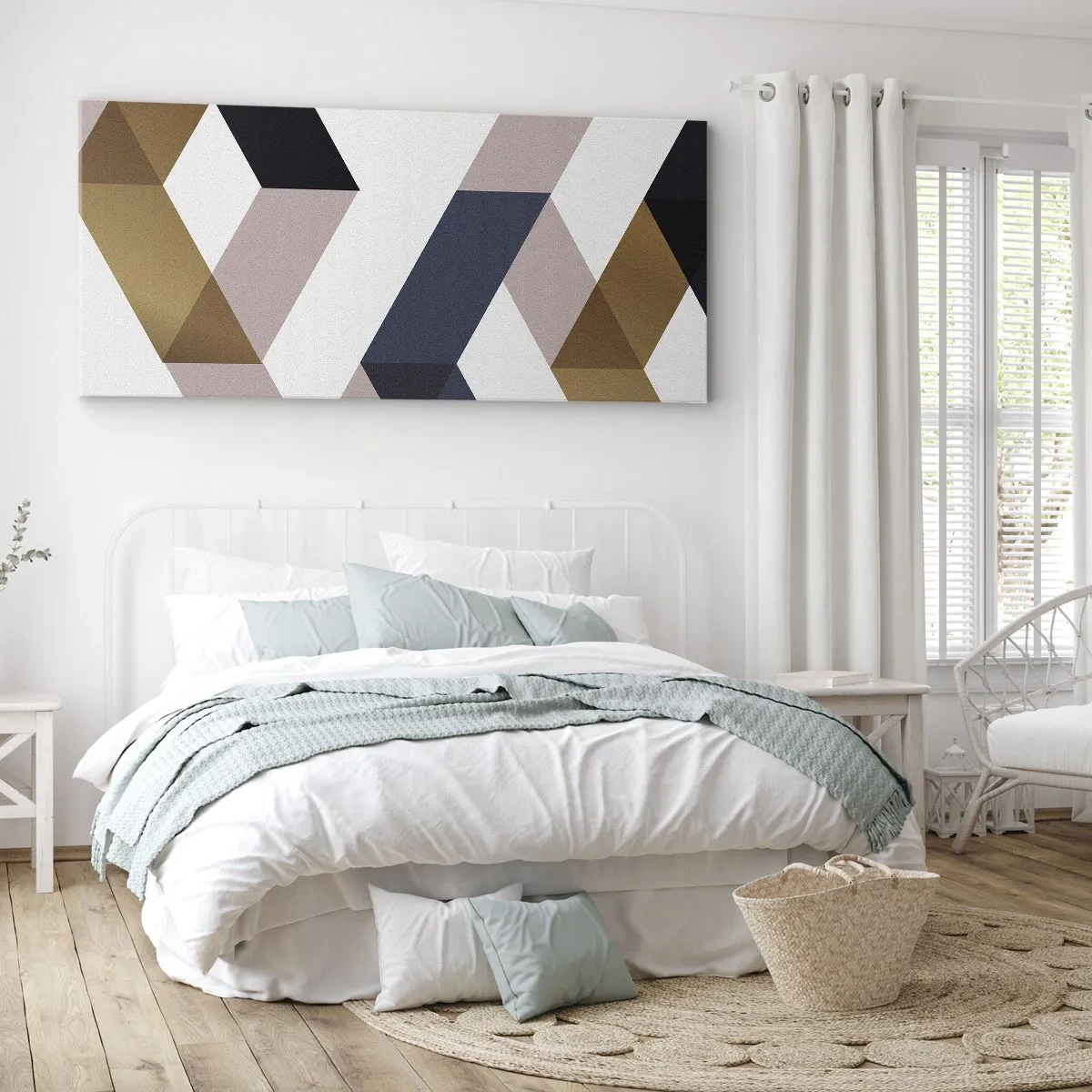 Schilderen op canvas - Vlakken en hoeken - 100x40 cm