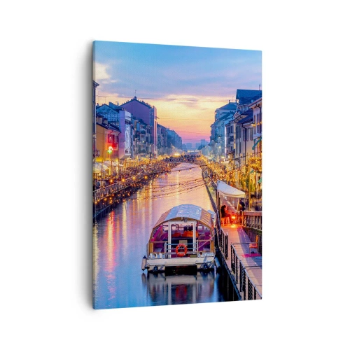 Schilderen op canvas - Een avond vol licht en plezier - 50x70 cm
