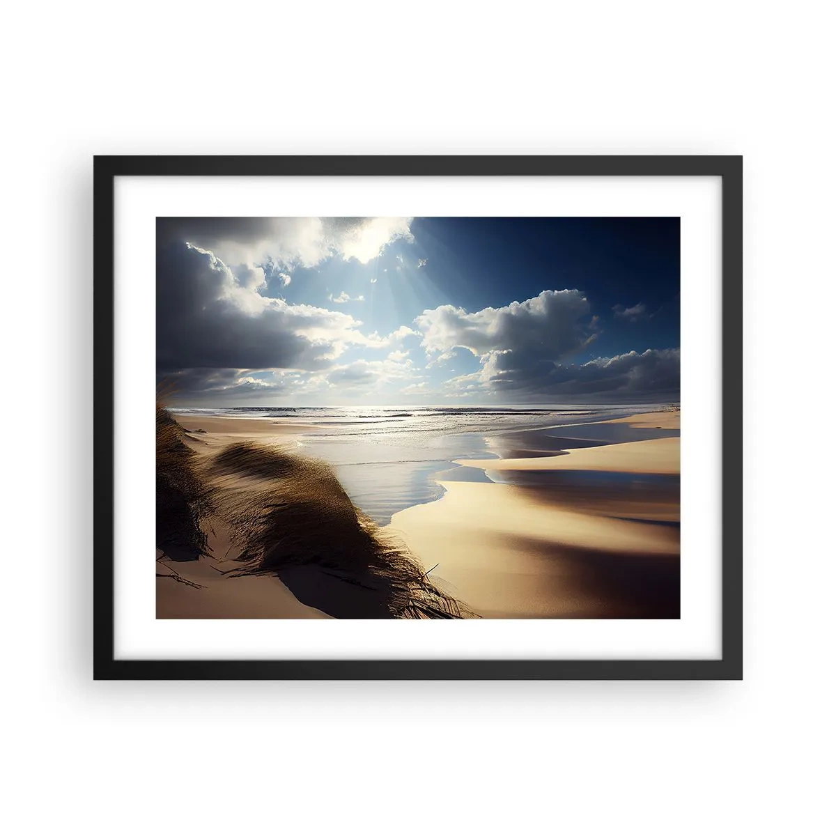 Poster in een zwarte lijst - Strand, wild strand - 50x40 cm