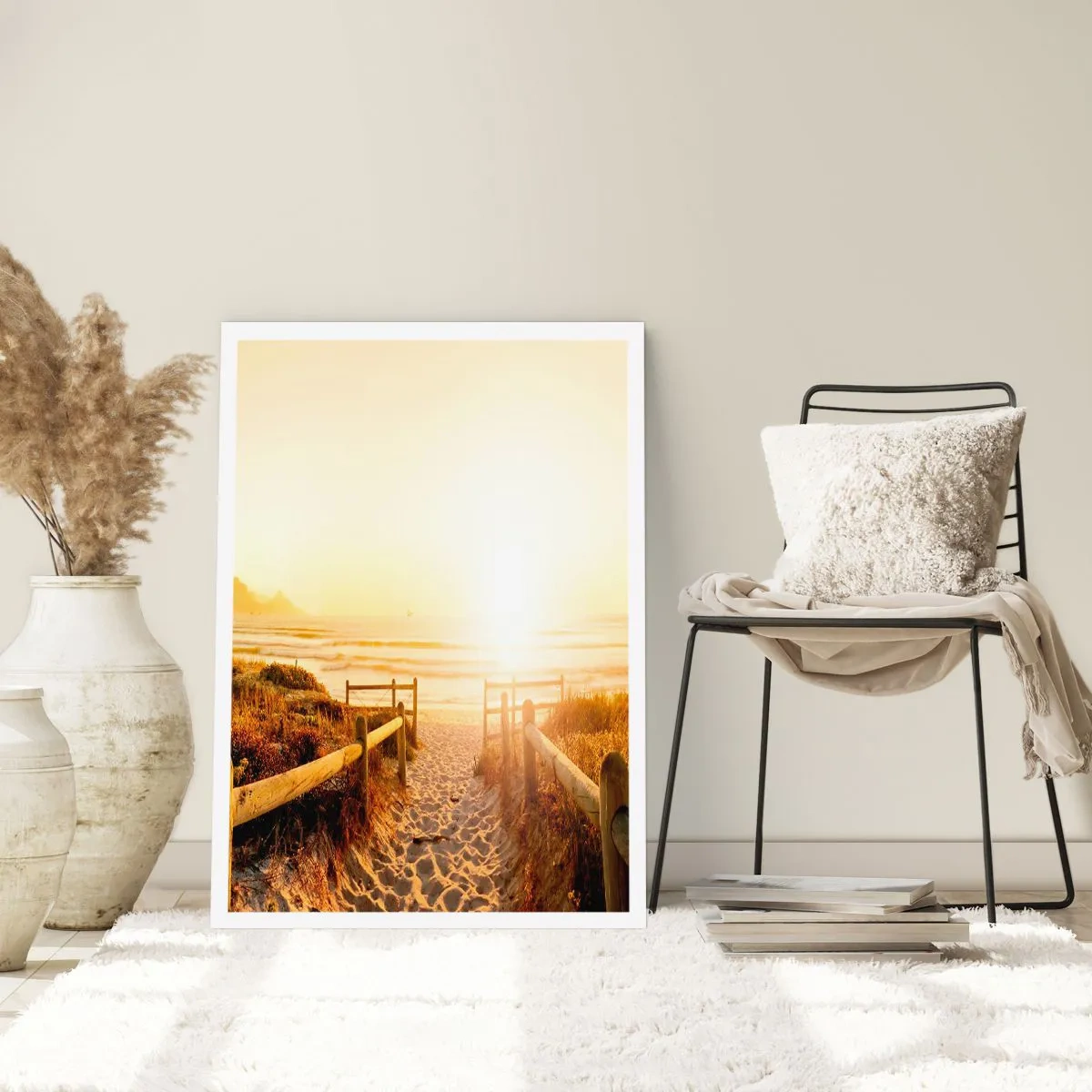 Poster - Over het duin, richting de zon - 70x100 cm