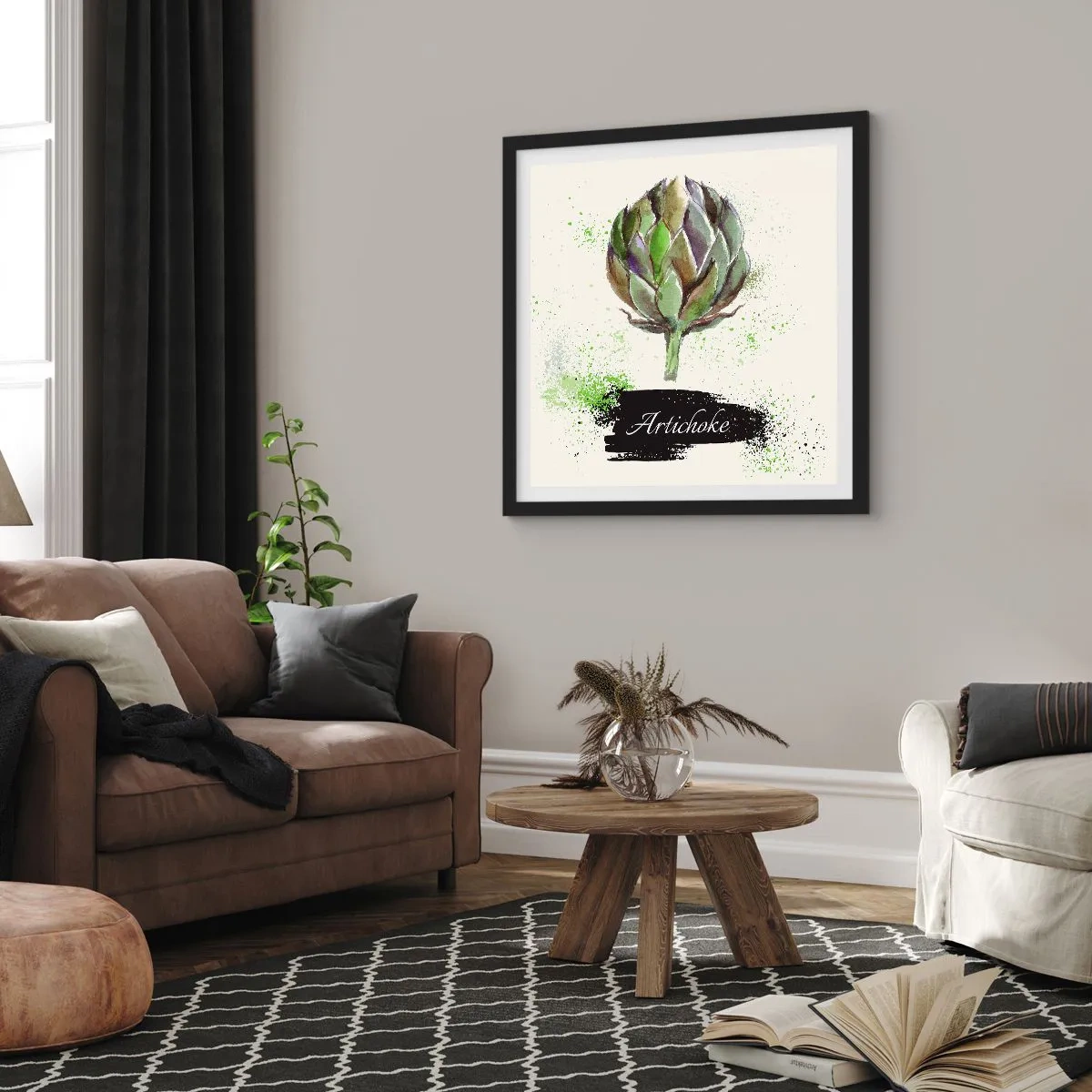 Poster in een zwarte lijst - Eviva-groenten! - 40x40 cm