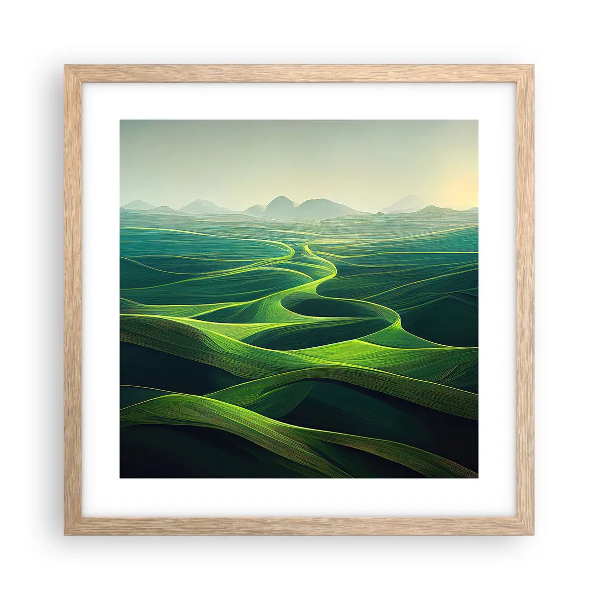 Een poster in een licht eiken lijst - In de groene dalen - 40x40 cm