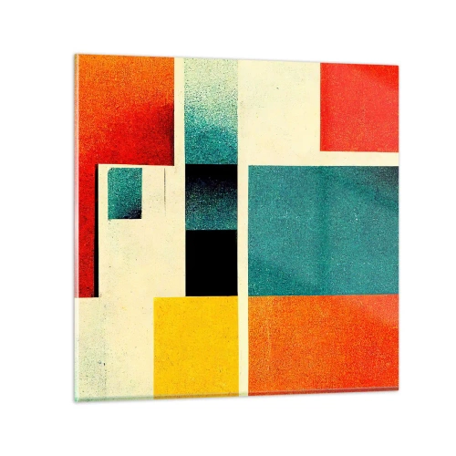 Schilderen op glas - Geometrische abstractie – goede energie - 50x50 cm