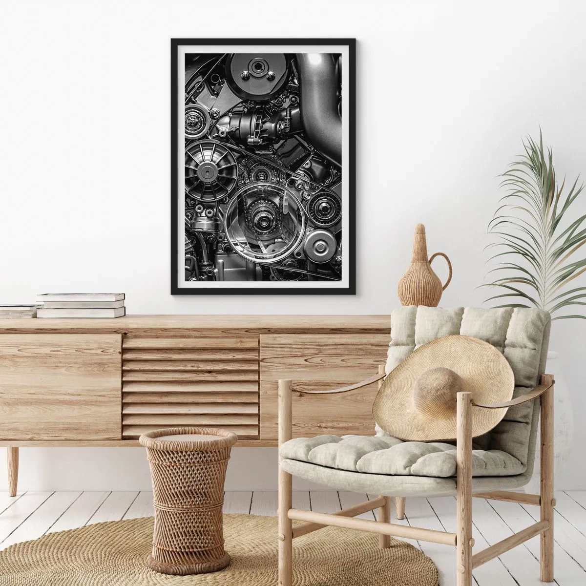 Poster in een zwarte lijst - De poëzie van mechanica - 70x100 cm