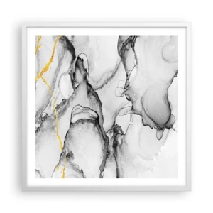 Poster in een witte lijst - Compositie met een gouden motief - 60x60 cm