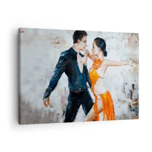 Schilderen op canvas - Een dynamisch koppel dat in Latijns-Amerikaanse stijl danst. - 70x50cm - Dirty dancing - Moderne wanddecoratie voor woonkamer en slaapkamer ARTTOR