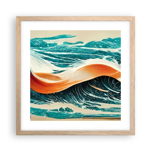 Een poster in een licht eiken lijst - De droom van elke surfer - 40x40 cm