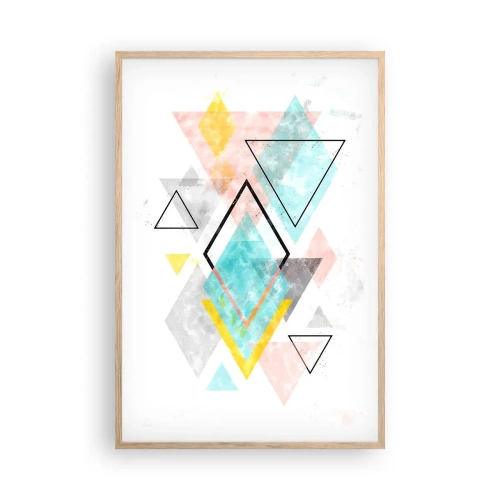Een poster in een licht eiken lijst - Geometrisch spel - 61x91 cm
