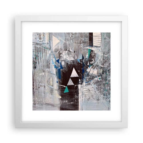 Poster in een witte lijst - Overschrijvende volgorde van driehoeken - 30x30 cm