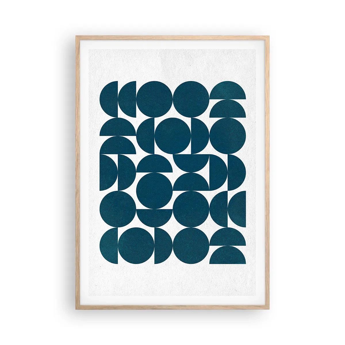 Een poster in een licht eiken lijst - Cirkels en halfcirkels - 70x100 cm