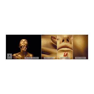 Fotobehang Monster Premium Sand - Als gouden zijde - Vrouw, Het gezicht van de vrouw, Lichaam - 100x30 cm
