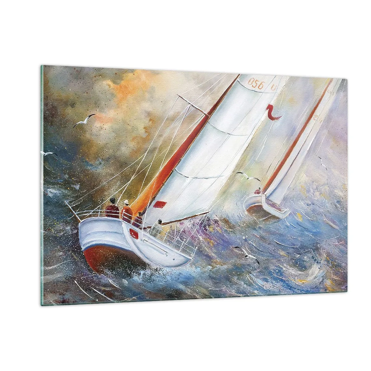 Schilderen op glas - Lopend op de golven - 120x80 cm