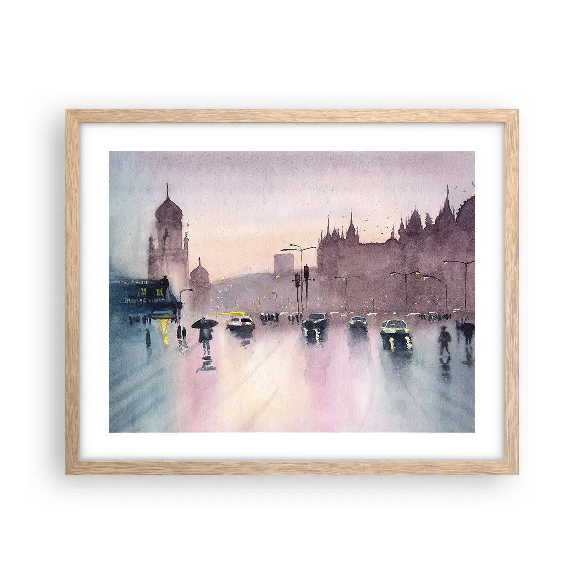 Een poster in een licht eiken lijst - In de regenachtige nevel - 50x40 cm