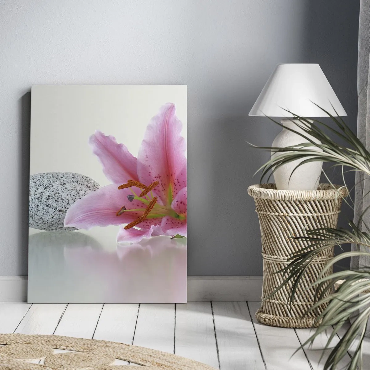 Schilderen op canvas - Een studie in roze, grijs en wit - 55x100 cm