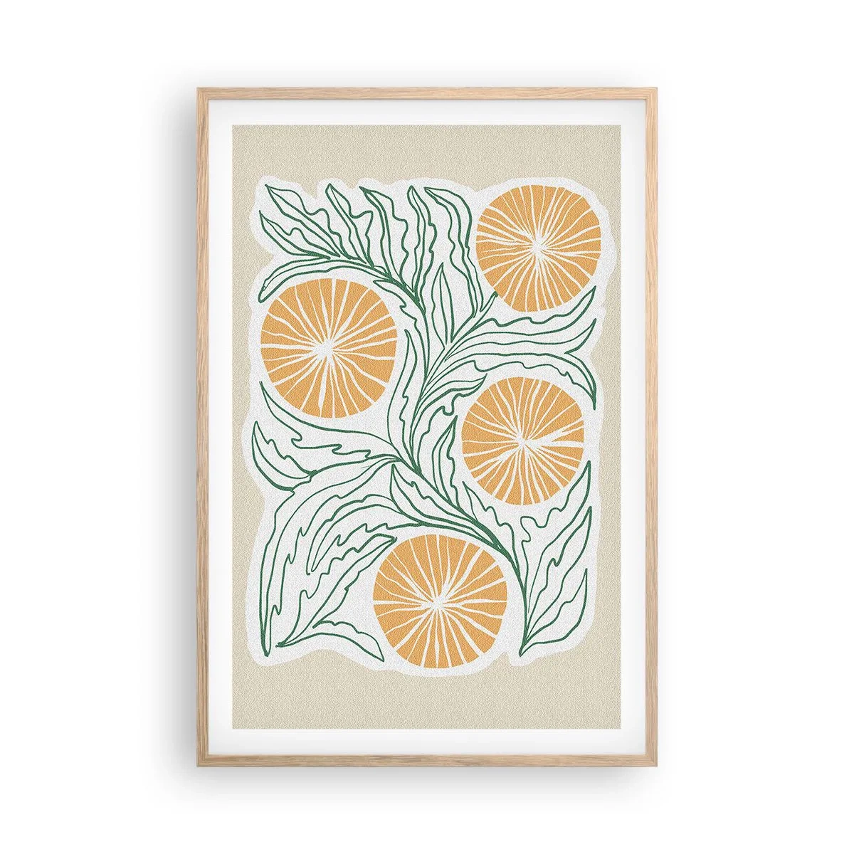 Een poster in een licht eiken lijst - Etnisch met een vleugje abstractie - 61x91 cm