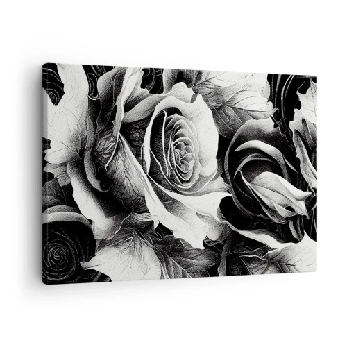 Schilderen op canvas - Zwart-witte rozen in een elegante compositie - 70x50cm - Altijd een koningin - Moderne wanddecoratie voor woonkamer en slaapkamer ARTTOR