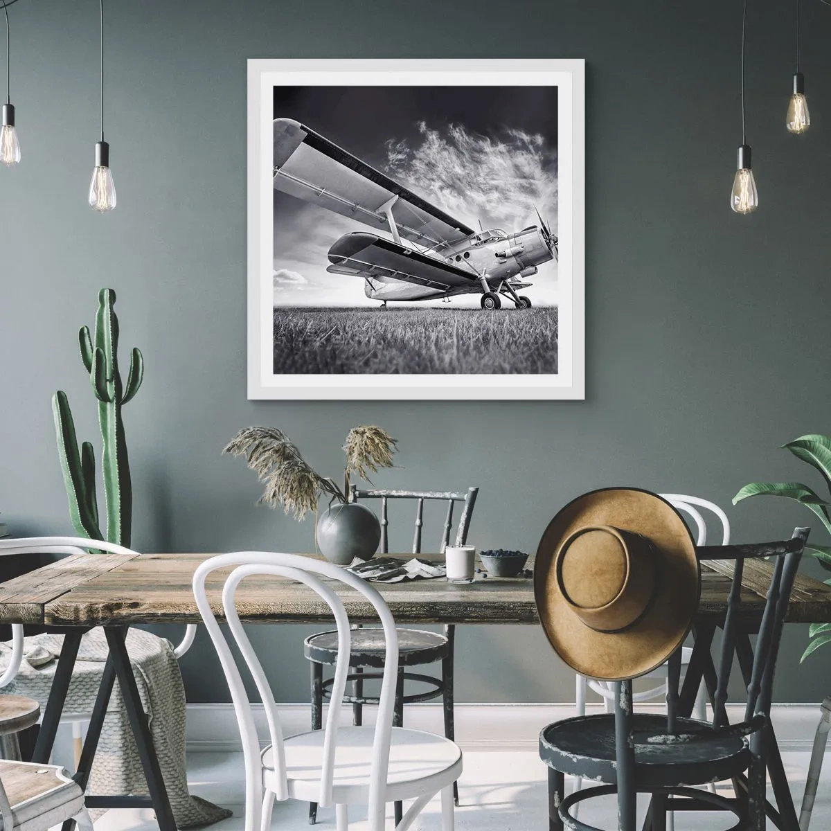 Poster in een witte lijst - De gevleugelde zwerver - 40x40 cm