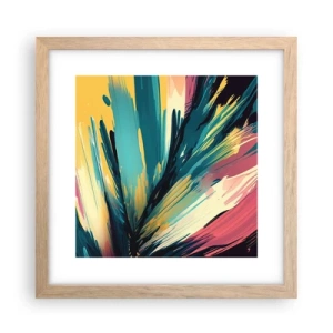 Een poster in een licht eiken lijst - Compositie – een explosie van vreugde - 30x30 cm