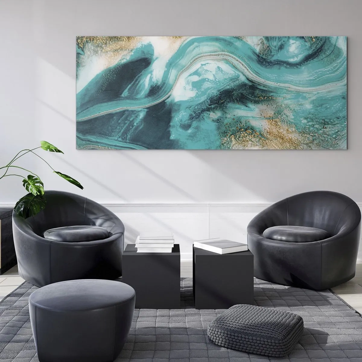 Schilderen op glas - De rivier van goud - 120x50 cm