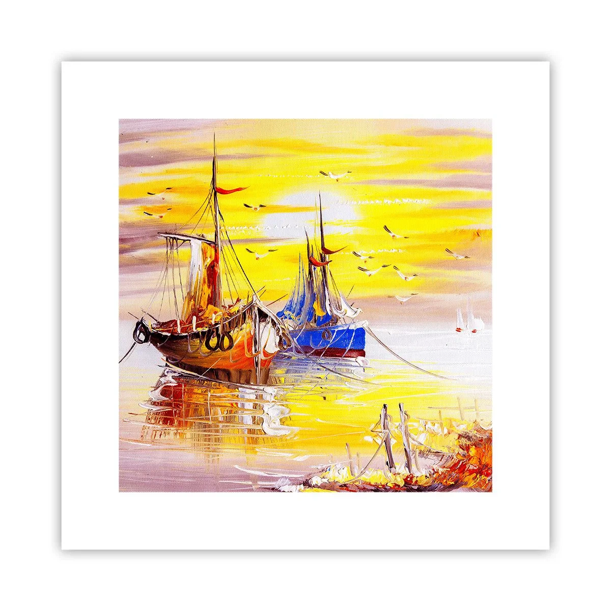 Poster - Een welverdiende rust in de haven - 30x30 cm