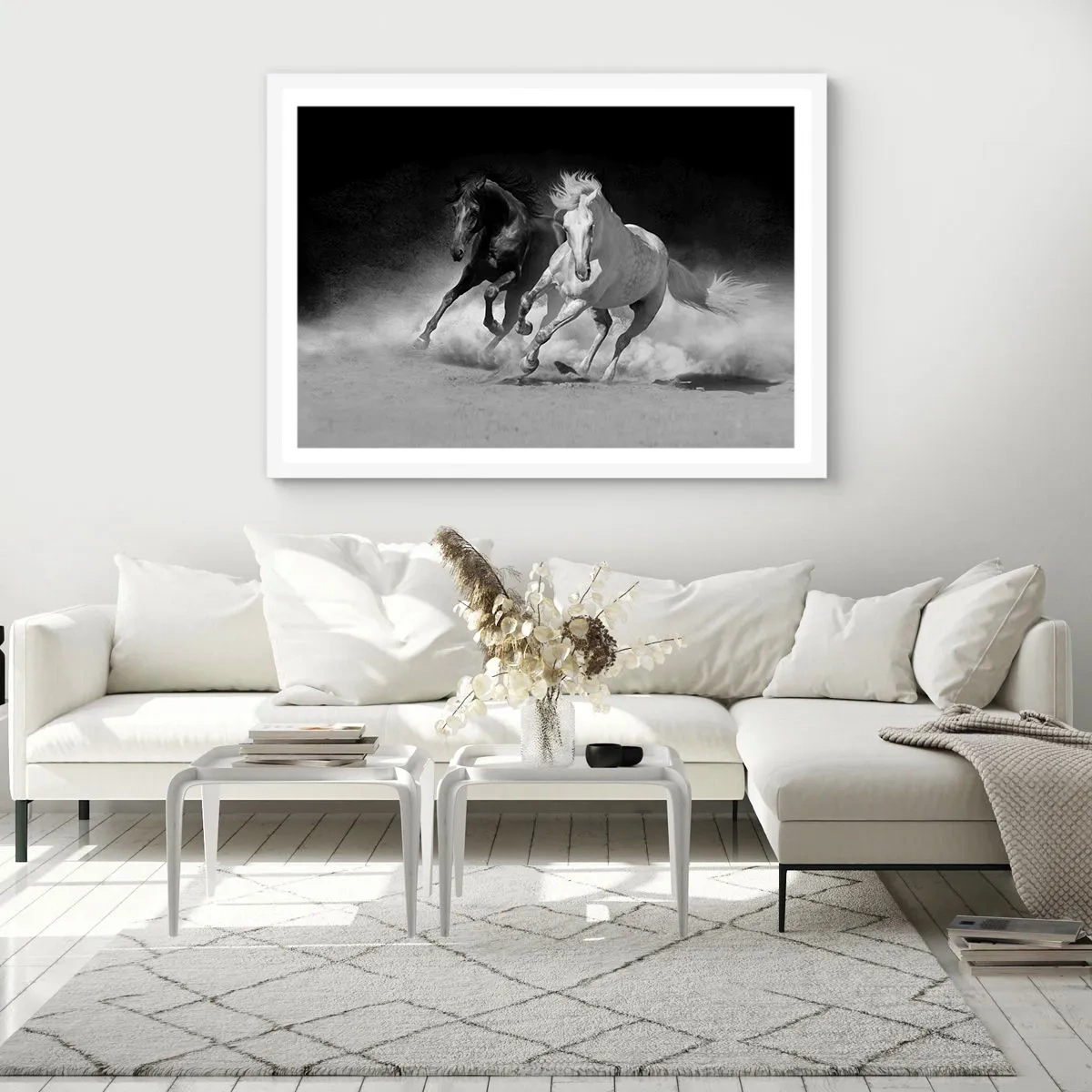 Poster in een witte lijst - Vrijheidsgalop - 70x50 cm